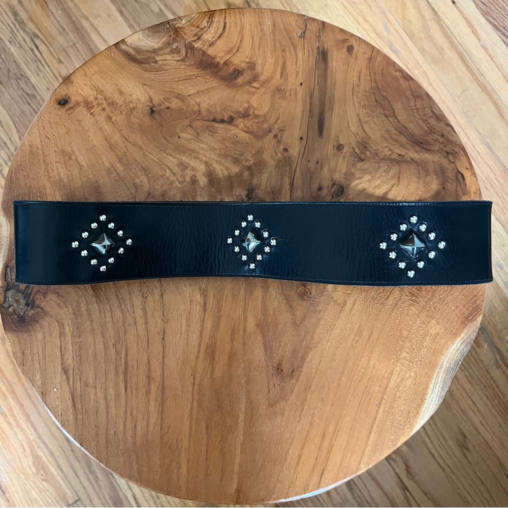 Vintage Black Leather Stud Silver Studded Western Cowgirl Festival Belt Small S
